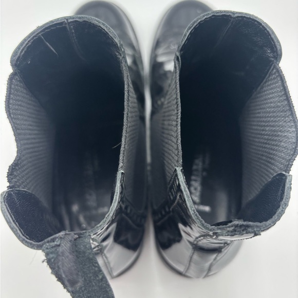 🇮🇹 AQUATALIA Italy Black Patent Leather Chelsea Ankle Boots - Picture 6 of 10